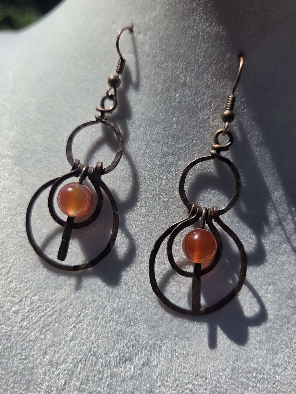 Handcrafted Crescent Moon Earrings With Carnelian Stone Accents